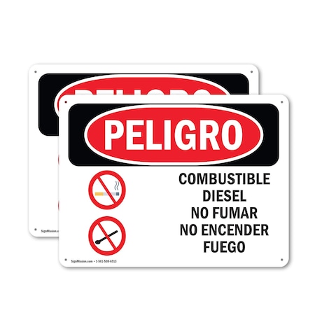 Signmission 10 in Width, Aluminum, Rectangle, Spanish OS-2PACK-DS-A-710-LS-1124